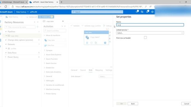 3| ADF Tutorial| Create first pipeline to copy the data from blob storage смотреть онлайн