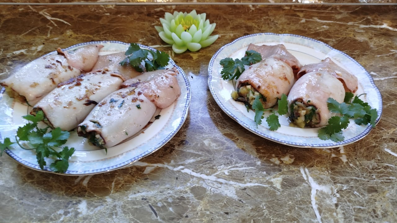 Вкуснейшие фаршированные кальмары! Обязательно попробуйте! смотреть онлайн