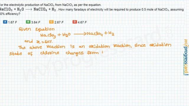 For the electrolytic production of NaClO4 from NaCIO3 as per the equation. смотреть онлайн