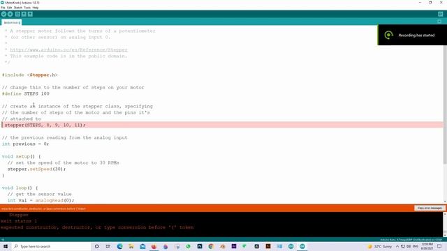 expected constructor ,destructor ,or type conversion before '(' token Arduino programming code Erro смотреть онлайн