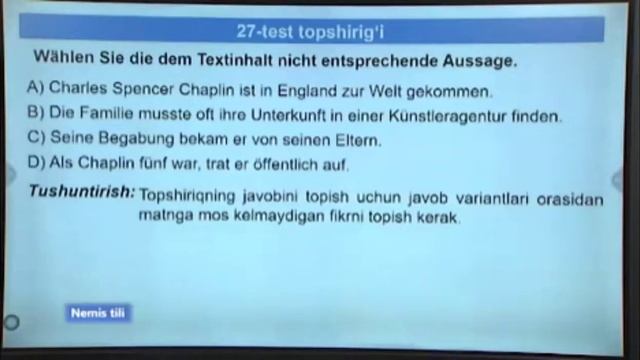 NEMIS TILI Fanidan Online Dars Test Yechish Namunalari Online Repetitor O'zbek Tilida
