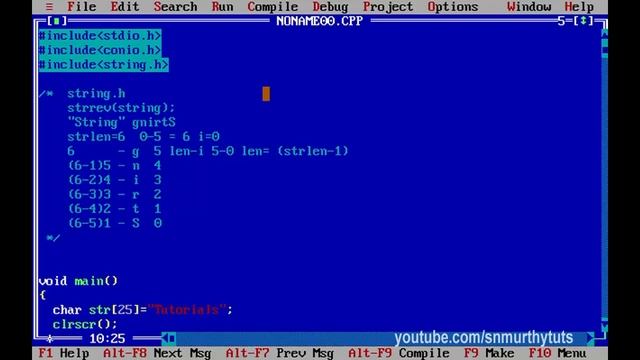 C Tutorial in Telugu - String Reverse without strrev() function & with logic explanation смотреть онлайн