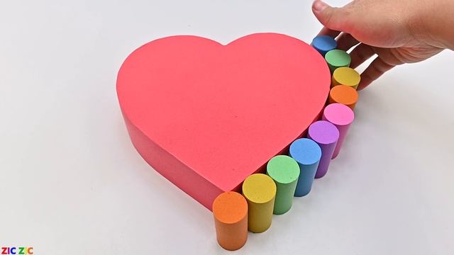 Satisfying Video | How To Make Rainbow Heart Cake Kinetic Sand Cutting ASMR | Zic Zic смотреть онлайн