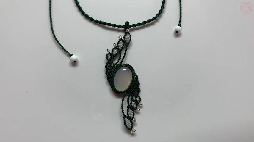 Macrame necklace tutorial： Pendant with a Gemstone and Beads ｜ Macrame TiTa смотреть онлайн