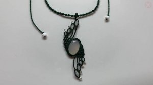 Macrame necklace tutorial： Pendant with a Gemstone and Beads ｜ Macrame TiTa