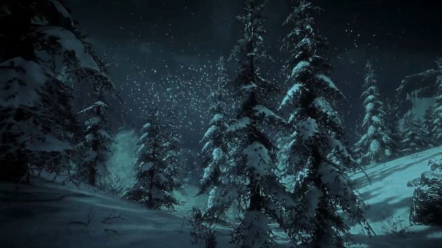 Метель в лесу Атмосфера сильного зимнего ветра в горах смотреть онлайн