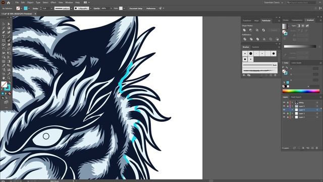 White tiger illustration | adobe illustrator | for t-shirt designs смотреть онлайн