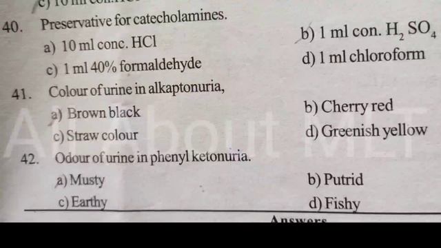 PATHOLOGY Lab Technician Grade 2 Kerala Psc Exam Repetitive Questions And Answers..