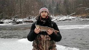 Рыбалка на ХАРИУСА и ЛЕНКА в ноябре. На речке ЛЁД и ШУГА. Капризная рыба в этот день. Река Манома.