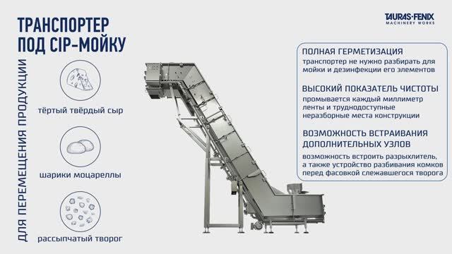 Транспортер с CIP-мойкой для творога и сыра смотреть онлайн