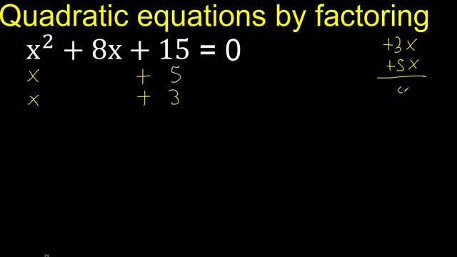 x^2+8x+15=0 . Quadratic Equations By Factoring , how to solve method . solution смотреть онлайн