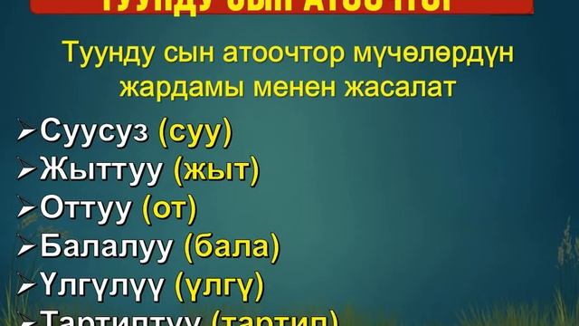 КЫРГЫЗ ТИЛИ ǀ 5-КЛАСС ǀ ТЕМА: ТУУНДУ ЖАНА ТУБАСА СЫН АТООЧТОР смотреть онлайн