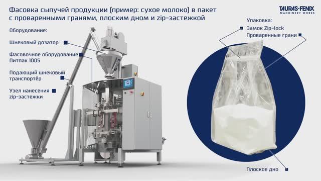 Фасовка сыпучей продукции в пакет с проваренными гранями, плоским дном и zip-застежкой / Питпак 1005 смотреть онлайн