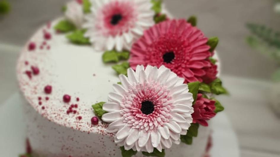 Герберы из крема! Торт с цветами! смотреть онлайн