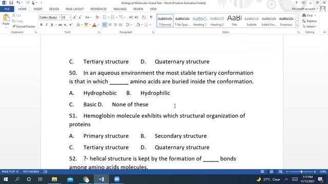 Biological Molecules MCQs- Part 2 смотреть онлайн