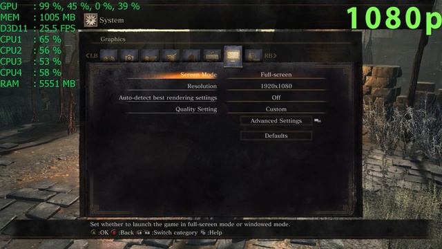 Dark Souls 3 PC Gameplay Frame-Rate Test 900p 1080p 720p