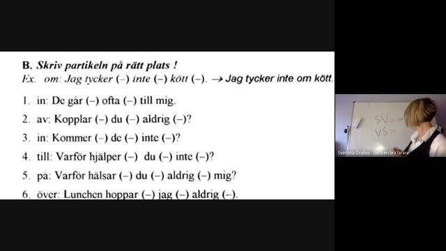 Частные уроки шведского для начинающих 15/4 2024: ordföljd med partikel verb. смотреть онлайн