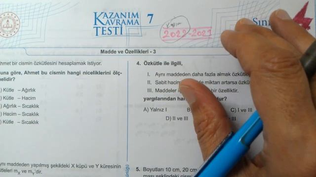9. Sınıf | Fizik | MEB | Kazanım Testi 7 | Madde ve Özellikleri 3 | 2022 2023 | PDF | TYT Fizik смотреть онлайн