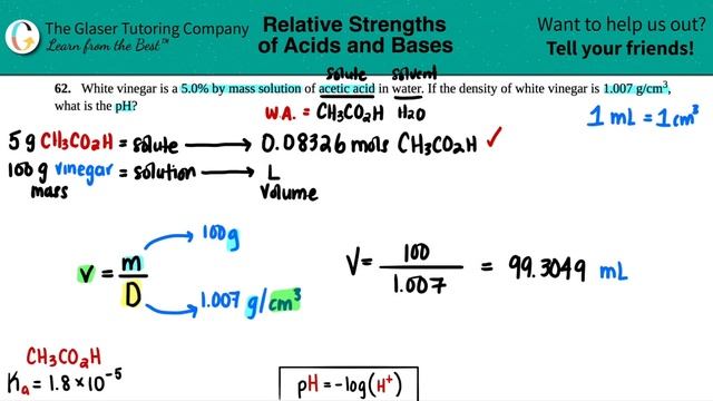14.62 | White vinegar is a 5.0% by mass solution of acetic acid in water. If the density of white смотреть онлайн
