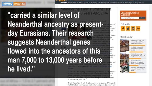 Oldest Bone Ever Sequenced Shows Human/Neanderthal Mating