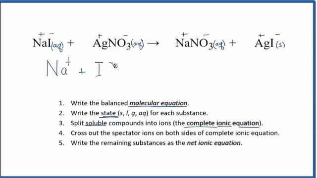 How to Write the Net Ionic Equation for NaI + AgNO3 = NaNO3 + AgI (Sodium iodide + Silver Nitrate) смотреть онлайн