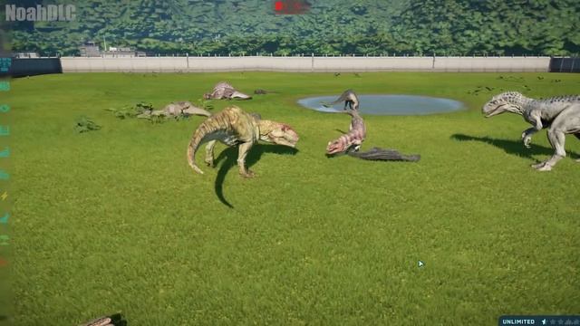 All Carnivores Battle Royale With Spinoraptor And Carcharodontosaurus- Jurassic World Evolution