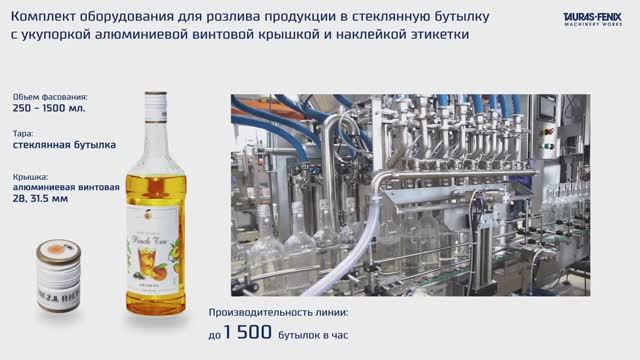 Оборудование розлива продукции в стеклянную тару с укупоркой винтовой крышкой и наклейкой этикетки смотреть онлайн