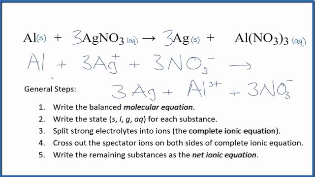 How to Write the Net Ionic Equation for Al + AgNO3 = Ag + Al(NO3)3 смотреть онлайн
