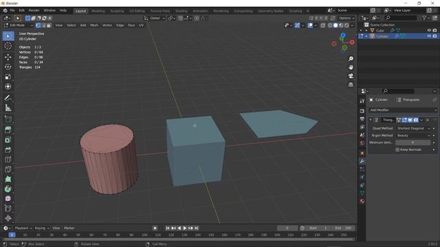 Триангуляция в Blender Модификатор Triangulate смотреть онлайн