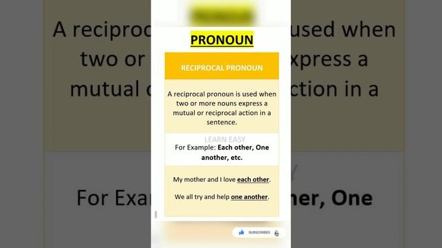 Pronoun | Reciprocal Pronoun #learneasy #englishgrammar #english #pronoun #reciprocalpronoun смотреть онлайн