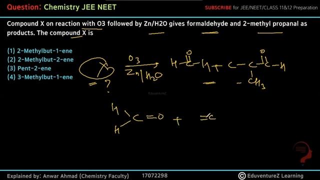 Compound X on reaction with O3 followed by Zn/H2O gives formaldehyde and 2-methyl propanal as produ смотреть онлайн