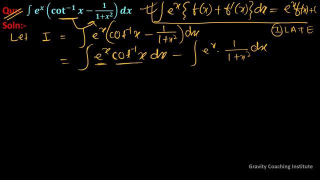 Q62 | Integrate ∫e^x (cot^(-1)x-1/(1+x^2))dx | Integral of e^x (cot^(-1)x-1/(1+x^2)) | e^x (cot^( смотреть онлайн