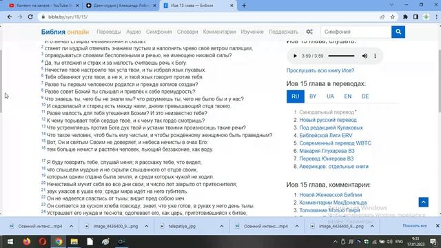 Книга Иова. Глава 15. (Толкование).