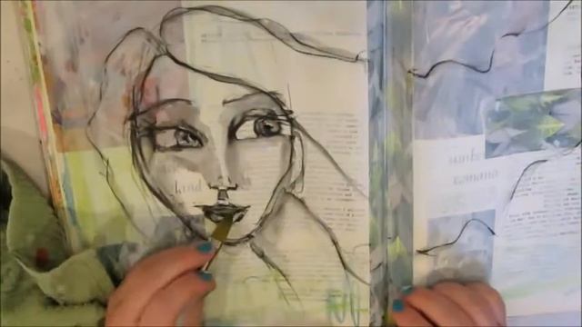 Mixed Media fun and play, drawing with my non-dominant hand! смотреть онлайн