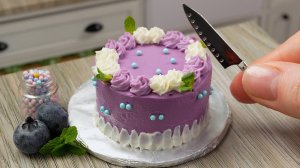 Приготовила Мини Торт с Голубикой! 🫐😍 Украшение Миниатюрного Торта ❤️ Мини Кухня