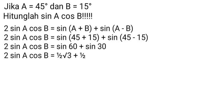 Trigonometri Sin A Cos B (A = 45° B = 15°) смотреть онлайн