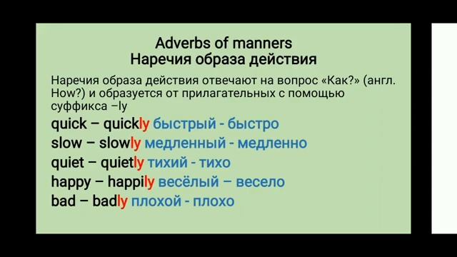 Adverbs Of Manner