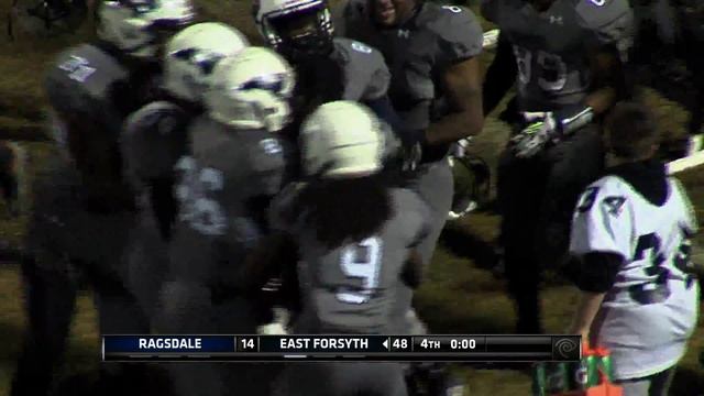 East Forsyth DB Tar'Marko Oaks returns an interception 99 yard TD (TWCSC Carolinas) смотреть онлайн