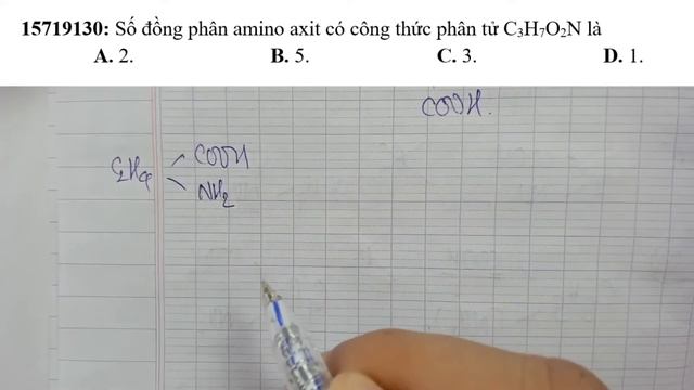 Số đồng phân amino axit có công thức phân tử C3H7O2N là A. 2. B. 5. C. 3. D. 1. смотреть онлайн