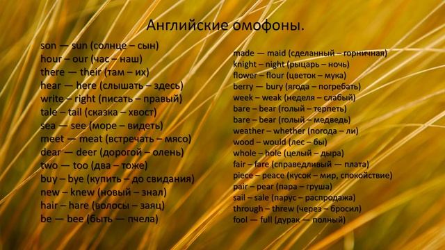 Английские омофоны - Звучат одинаково, значат разное смотреть онлайн
