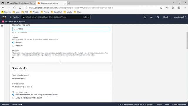 AWS Labs | S3 Cross Region Replication | New Dashboard 2022 | AWS Tutorials | OneMinuteLab