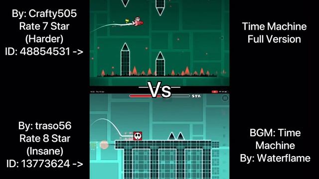 Geometry Dash = Time Machine Full Version (Comparison) (Crafty505 Vs traso56) смотреть онлайн