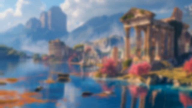 Enchanted Reflections: Ancient Roman Ruins Over a Turquoise Lake with #midjourney #aiart #fantasy смотреть онлайн