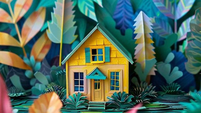 Вот это да! Чудо Дом в стиле бумажной поделки - Картинки и анимация от Нейросетей смотреть онлайн