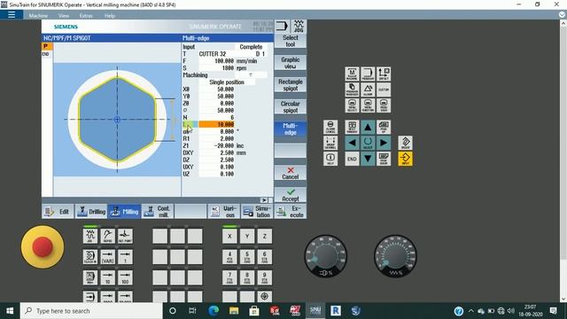 Multi Edge Spigot Milling | Siemens VMC | SinuTrain Sinumerik | Manual Programming | VMC | ShopMill