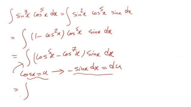 Integral of sin^3(x)cos^5(x) - Integral example смотреть онлайн