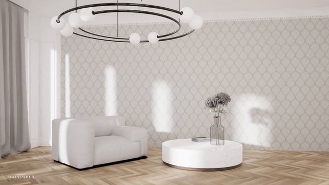 Clifton Wave Geometric Wallpaper Grey / Silver WOW41961 - 3D Room смотреть онлайн