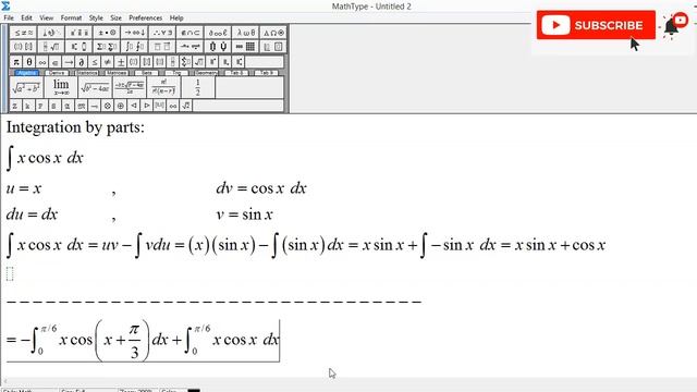 Double Integral: xsin(x + y) dy dx, y = 0 to pi/3 , x = 0 to pi/6 смотреть онлайн
