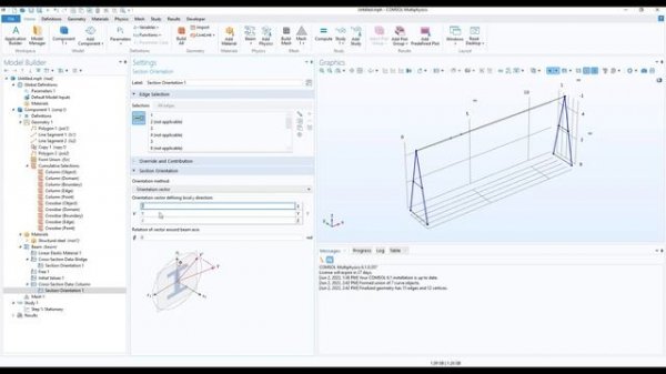Модели балок, ферм и проводов в COMSOL Multiphysics®