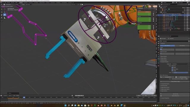 Blender Model - Industrial Robot KUKA KR210 + Flange + Linear + Gripper+ Armature Bones